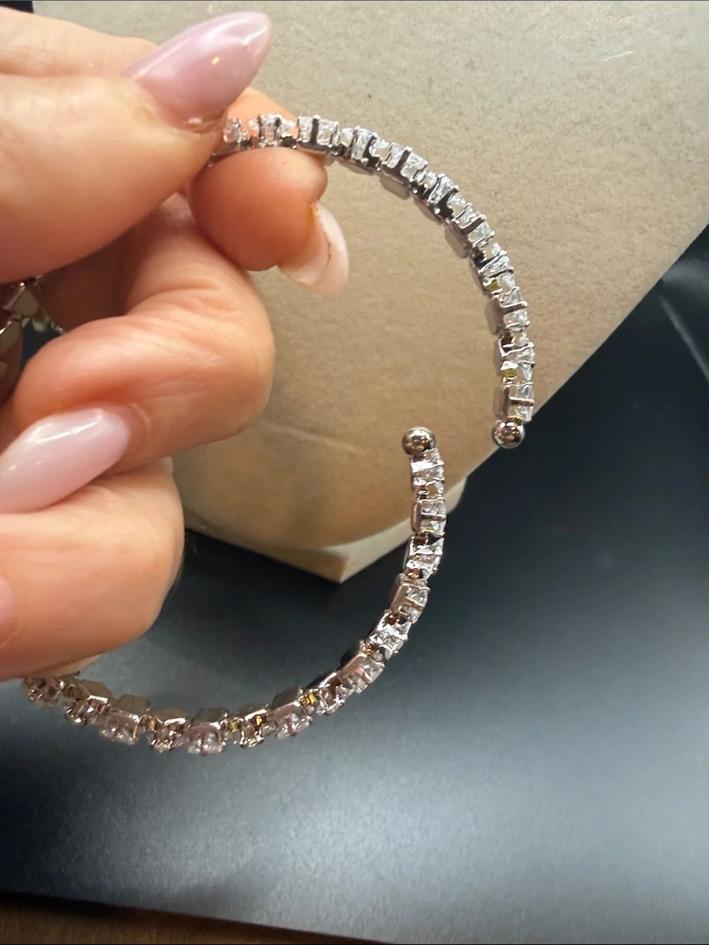 Beautiful adjustable Classic Silver Cubic Zirconia Tennis Bracelet - Silver